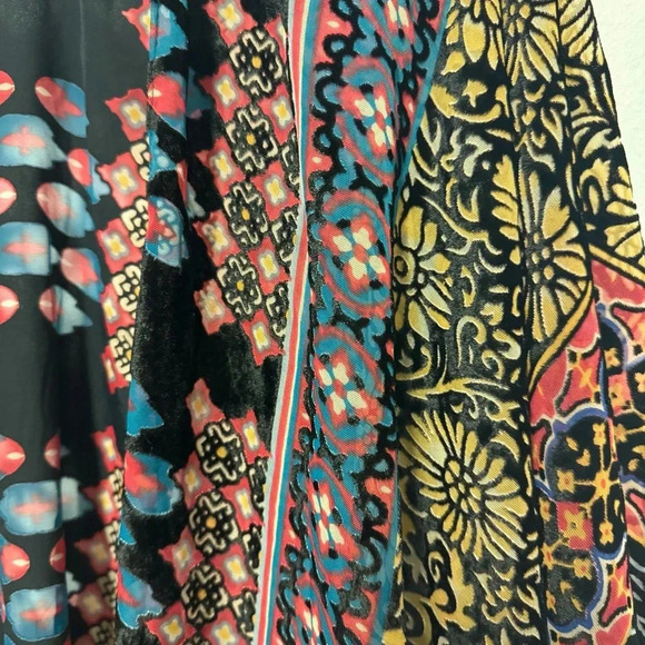 NWOT $200 SAACHI Mix Print Velvet Burnout Ruana Kimono - Boho Bohemian Top - Picture 7 of 9